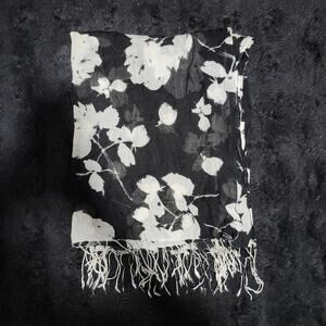 Black and white floral scarf